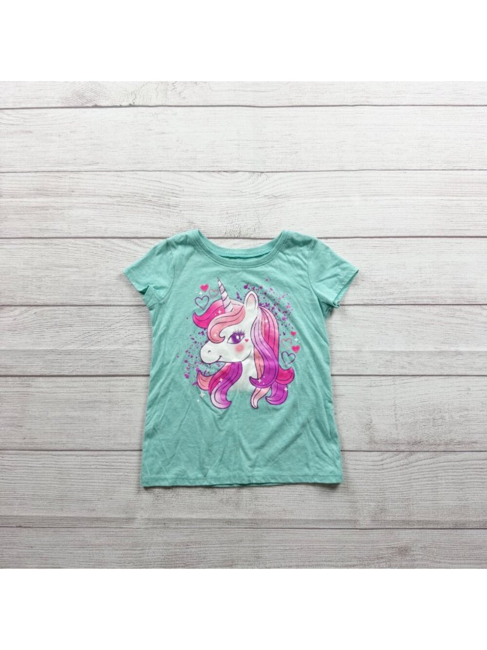 The Children’s Place Girls Mint Green Short Sleeve Unicorn Graphic T-Shirt 5T